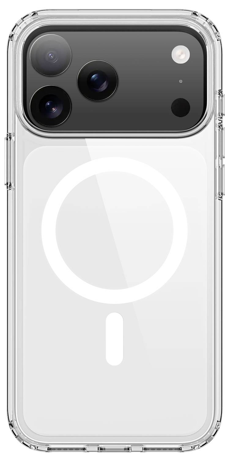 Čierny obal na telefón s krycím puzdrom je otvorený, čím odhaľuje zadné kamery smartfónu vo vnútri. Dizajn je elegantný a minimalistický.