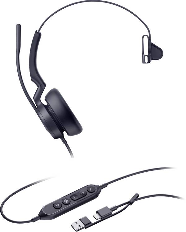 Yealink UH46 Mono Teams USB-C/A Headset otvorená (On Ear) káblové, 1308184, mono, čierna, Redukcia šumu mikrofónu