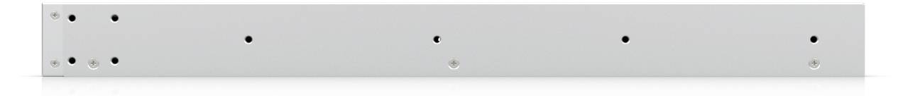 Strieborný kovový upevňovací držiak s viacerými okrúhlymi otvormi usporiadanými v dvoch paralelných radoch.