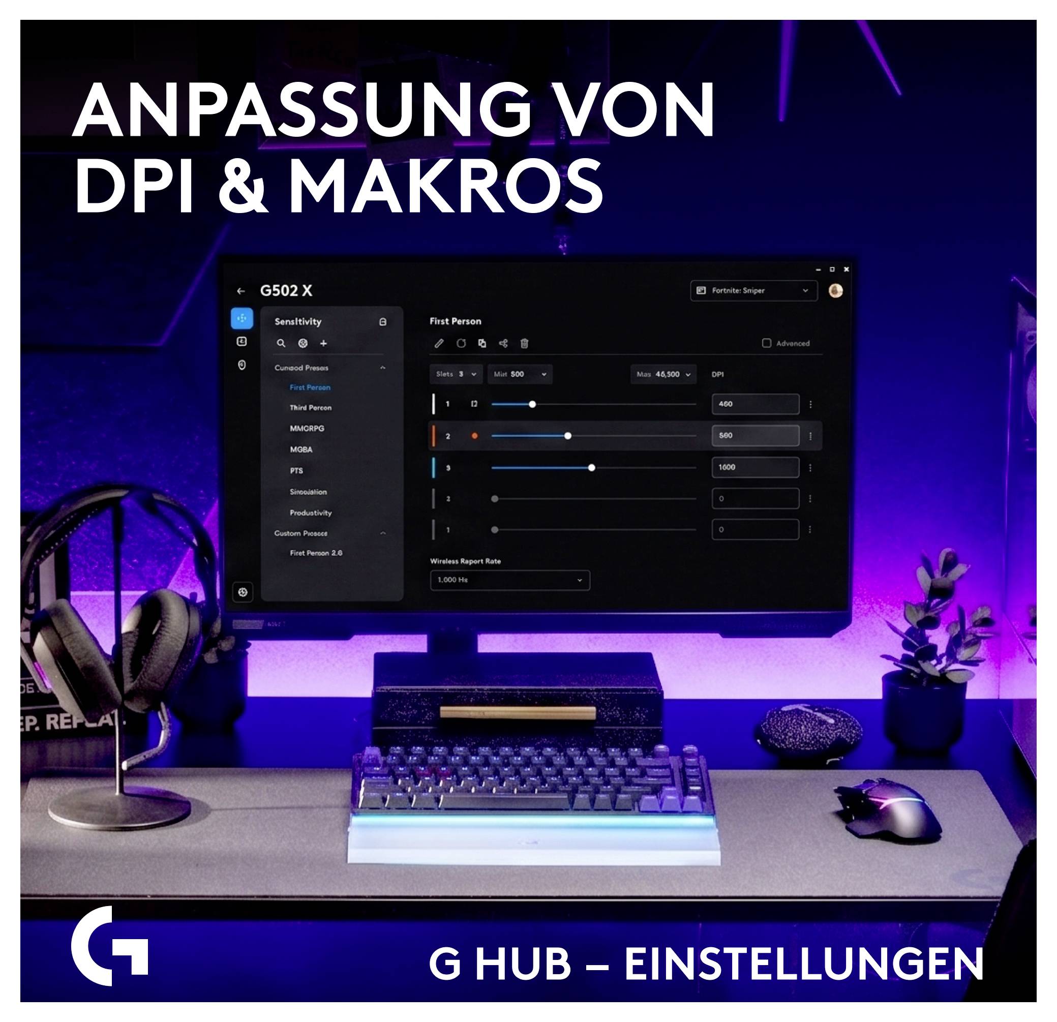 Logitech Logitech G G502 X PLUS - Maus - optisch - 11 Tasten optická myš, prenos bezdrôtový, 13 tlačidlo, 44000 dpi, čie-8