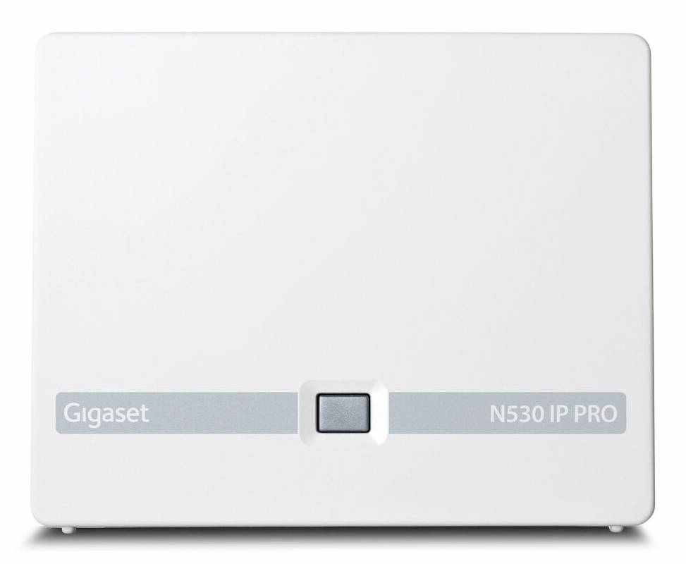 Biela základňová stanica Gigaset N530 IP PRO s centrovaným tlačidlom stavu na prednom paneli