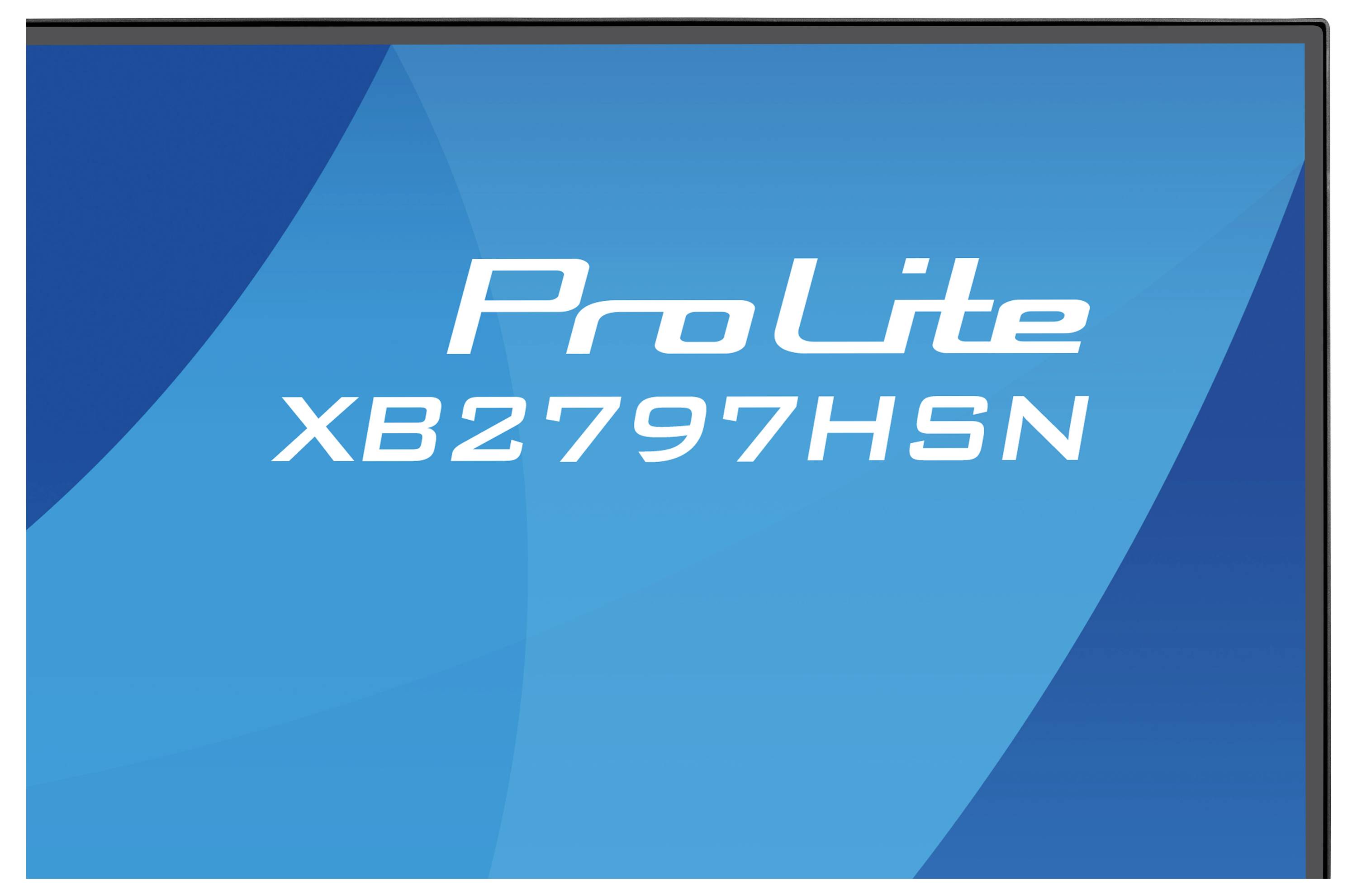 Modrá obrazovka s textom 'ProLite XB2797HSN'.