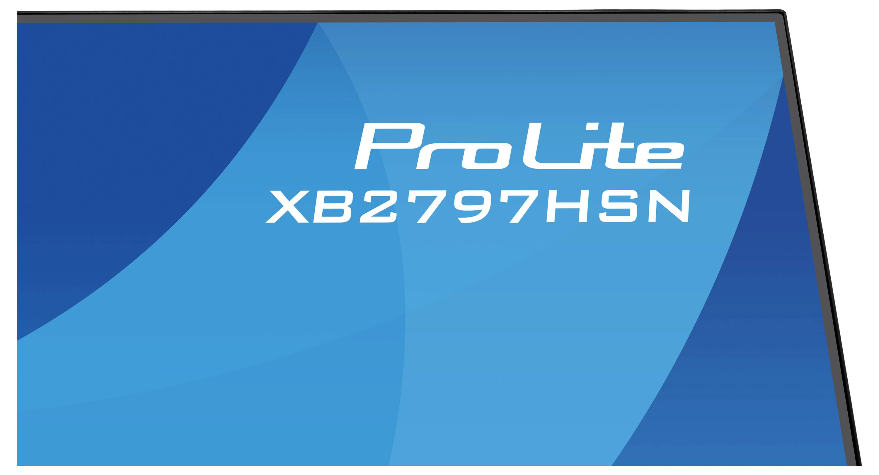 „ProLite XB2797HSN" text zobrazený na modrom pozadí.