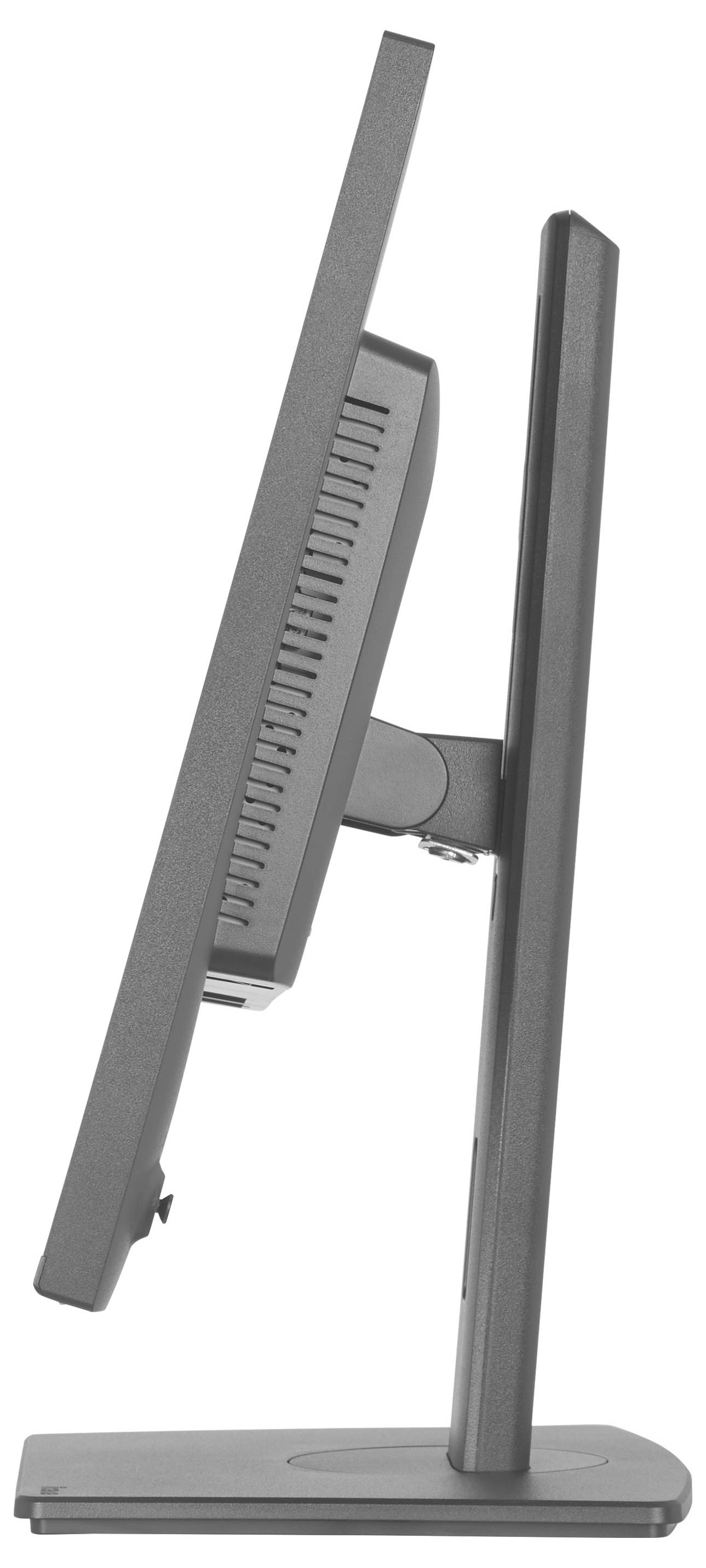 Bočný pohľad na elegantný plochý počítačový monitor s nastaviteľným stojanom, ktorý zobrazuje jeho tenký profil a minimalistický dizajn.