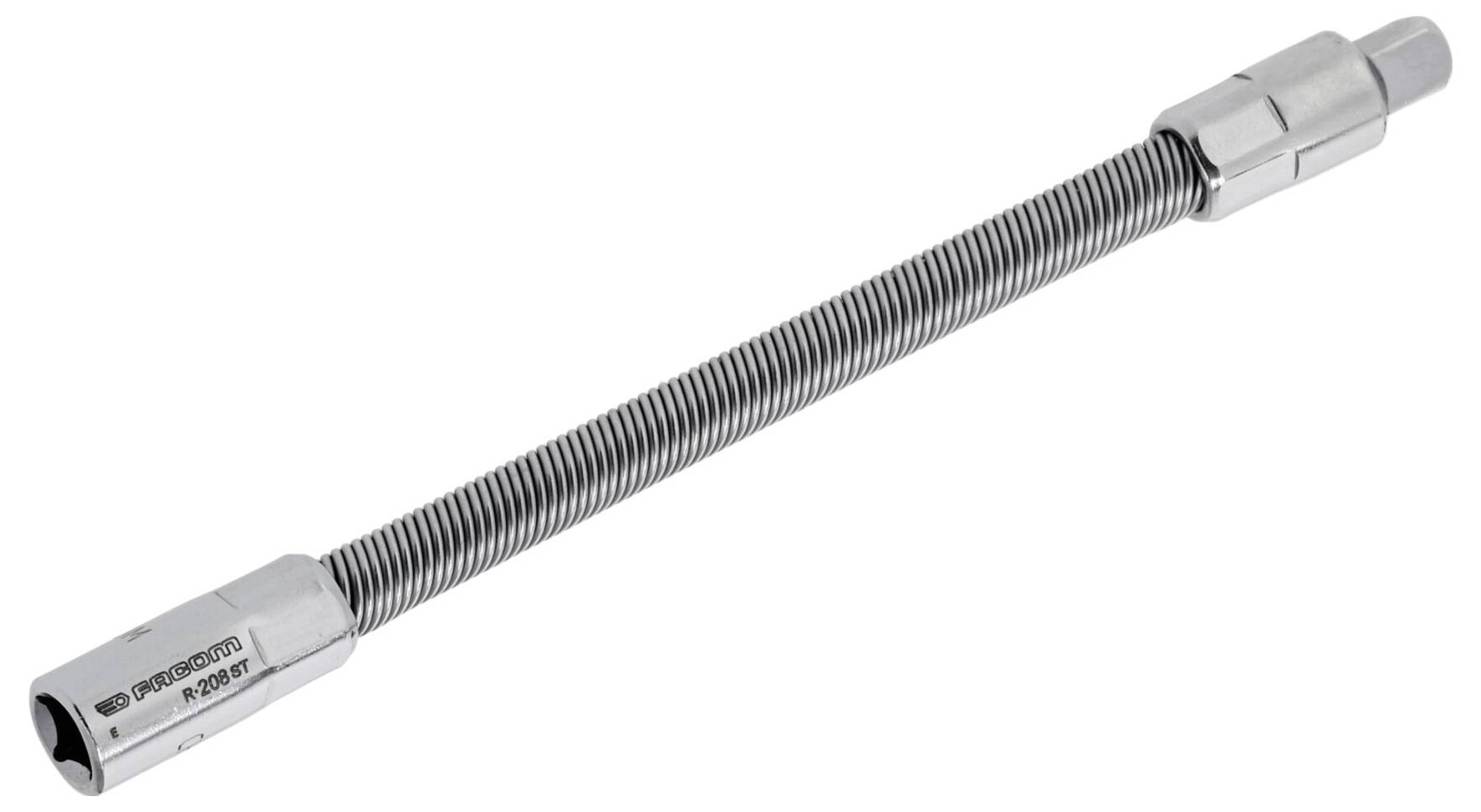 'BERGEN Flexi-Head Extension Bar' v chromovom prevedení s flexibilným hriadeľom, určené na použitie so skrutkovacími kľúčmi na dosiahnutie ťažko dostupných miest.