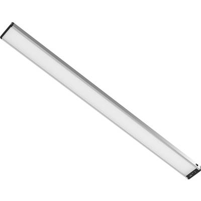 Obdĺžnikový LED svetelný prvok so sleekým, minimalistickým dizajnom. Má dlhý biely difúzor, umiestnený v striebornom ráme.