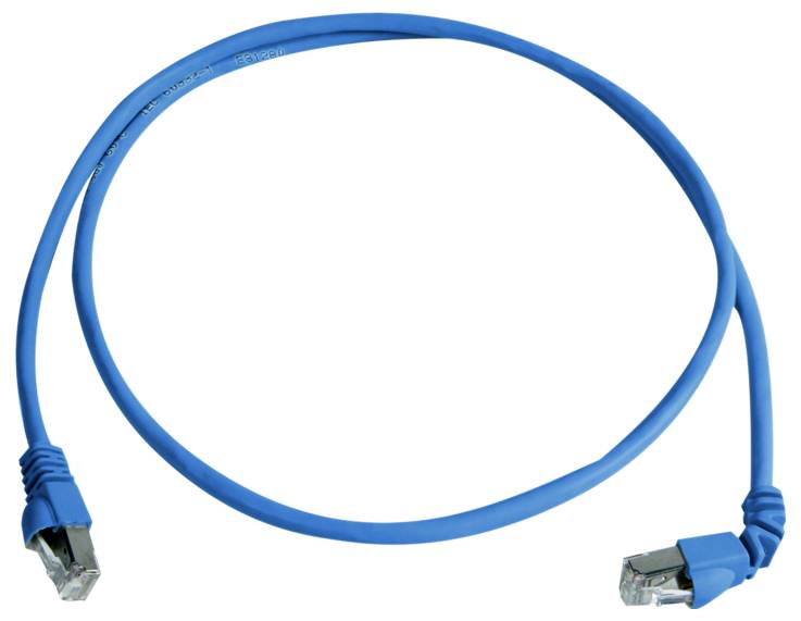 Telegärtner 100008491 RJ45 sieťové káble, prepojovacie káble CAT 6A S/FTP 3.0 m modrá samozhášavý, s priechodkou chránia-0