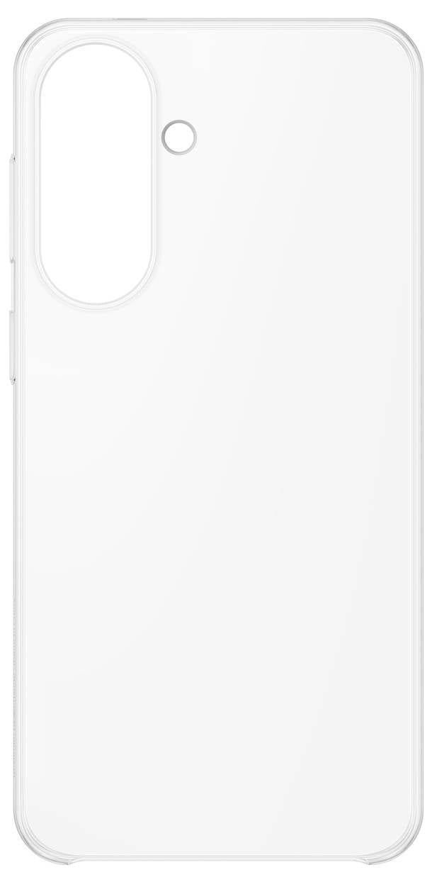 Biely obal na smartfón zobrazený z chrbta, s veľkým vertikálnym výrezom pre fotoaparát a menším kruhový výrezom blízko ľavého horného rohu.