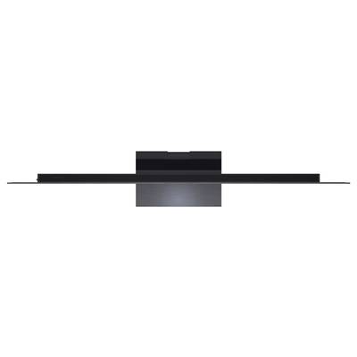 Minimalistické čierne vodorovné logo s pruhou so centrovaným tmavosivým štvorcom pod ním a tenkými rozšíreniami na oboch stranách.
