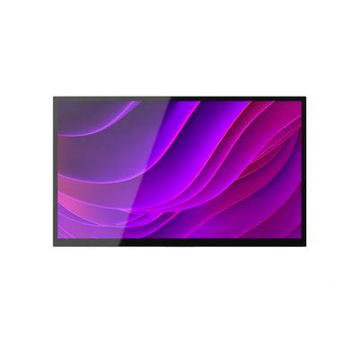 Abstraktná grafika vlny v purpurovej a ružovej farbe na panoramickej obrazovke, pripomínajúca digitálnu tapetu alebo pozadie prezentácie.