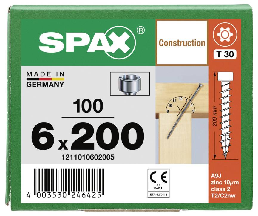 SPAX 1211010602005 sada okrúhlych skrutiek do plechu 6 mm 200 mm T-STAR plus ocel 100 ks-7