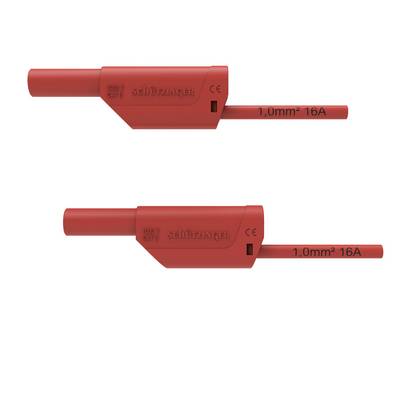 Dva červené izolované elektrické testovacie konektory, každý označený „schutzinger" a „1,0mm² 16A", zobrazené na bielom pozadí.