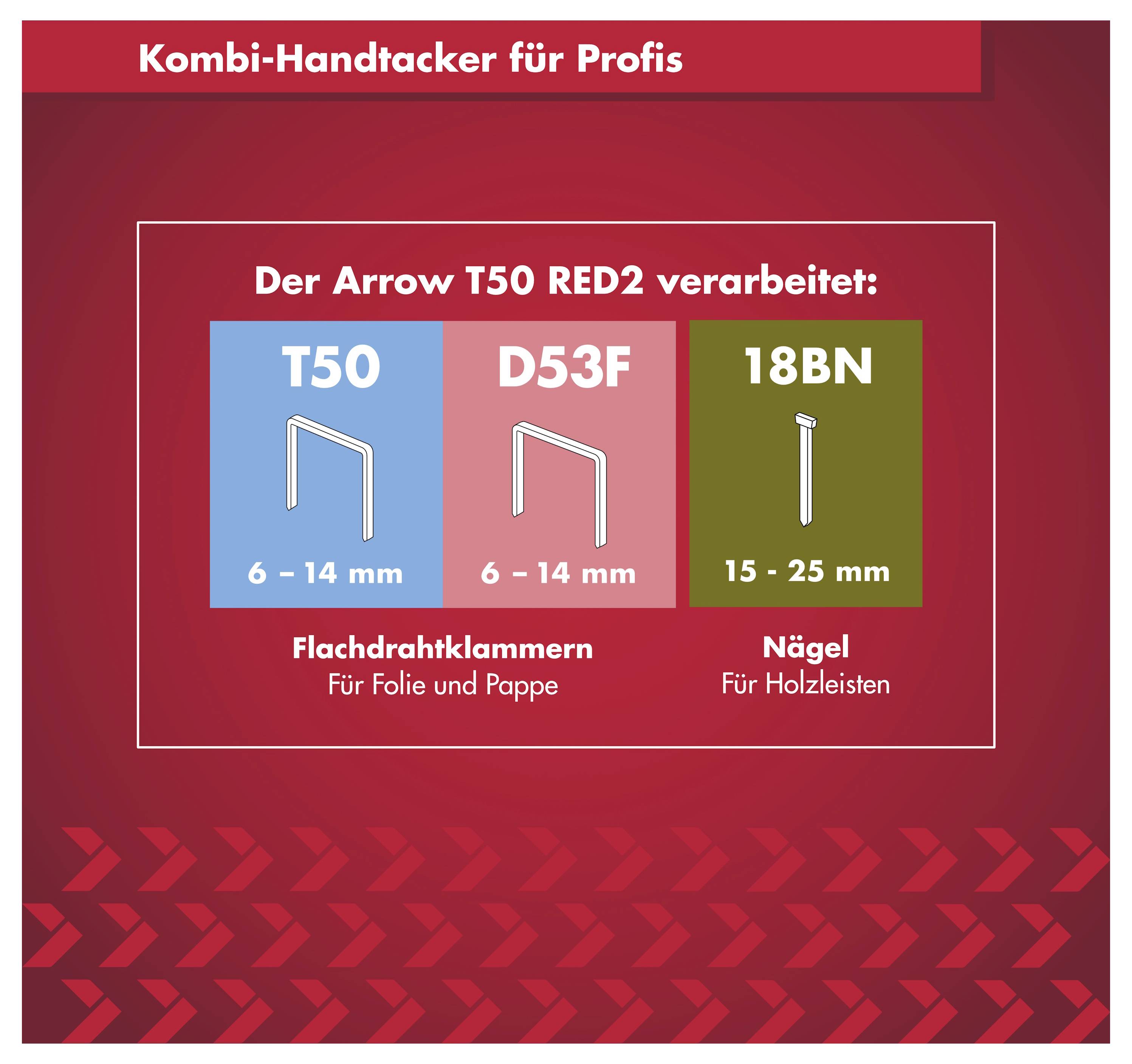 Arrow Tool Group T50 RED2, 200246 ručná sponkovačka, Typ 50, dĺžka 6 - 14 mm-4