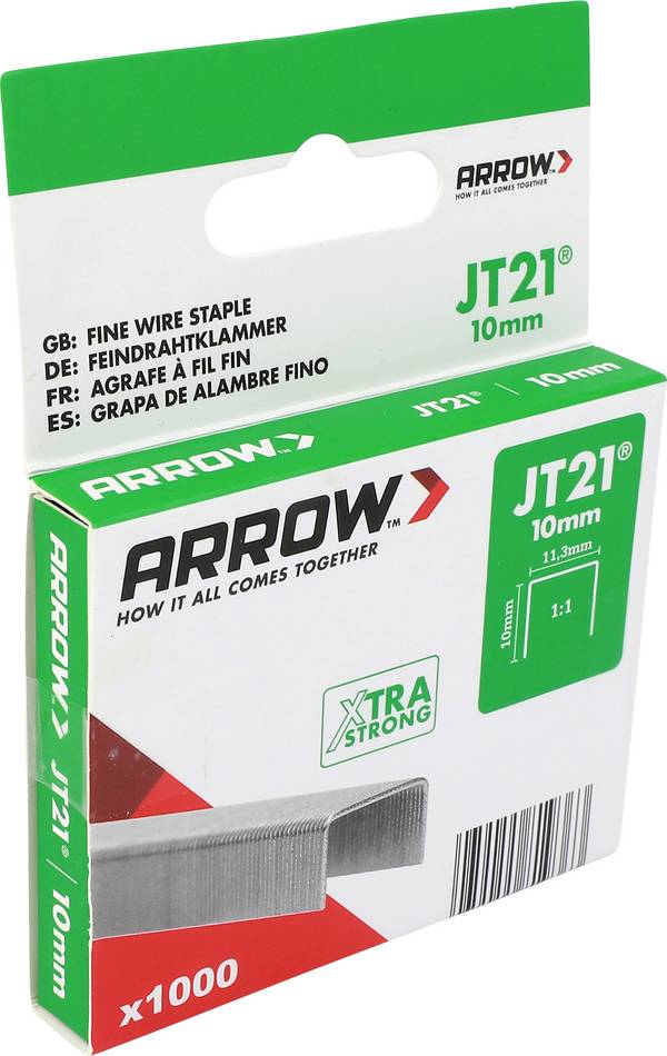 Sponky do zošívačky JT21, jemné drôtené sponky 10 mm, 1000 kusov. 1000 ks Arrow Tool Group 819363