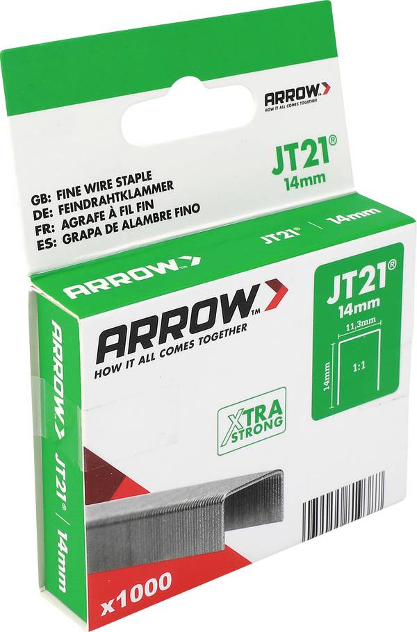 Sponky do zošívačky JT21, jemné drôtené sponky 14 mm, 1000 kusov. 1000 ks Arrow Tool Group 819387
