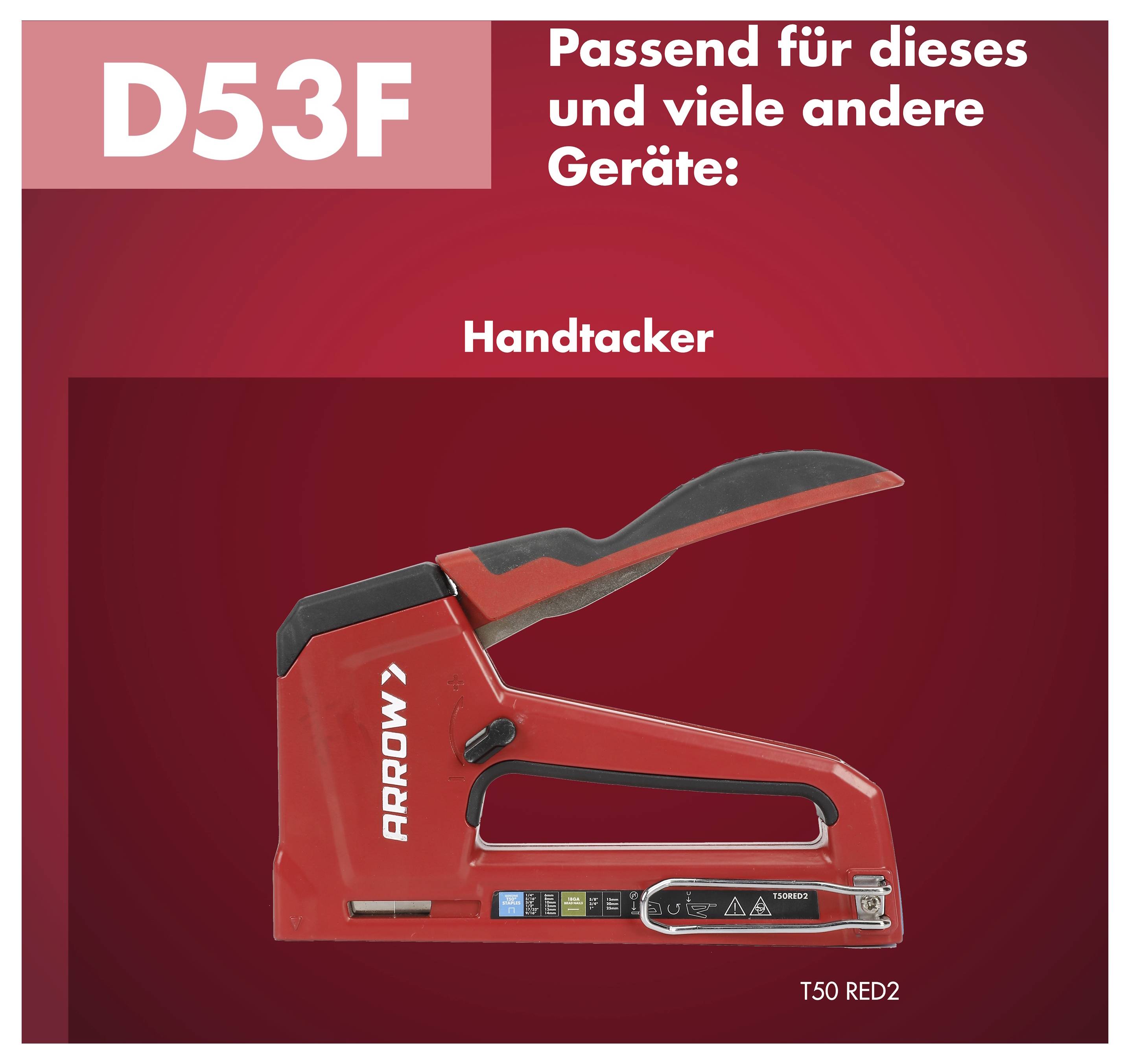 Zošívačka Arrow D53F, ploché drôtené sponky 10 mm, 1000 kusov. 1000 ks Arrow Tool Group 395362-4