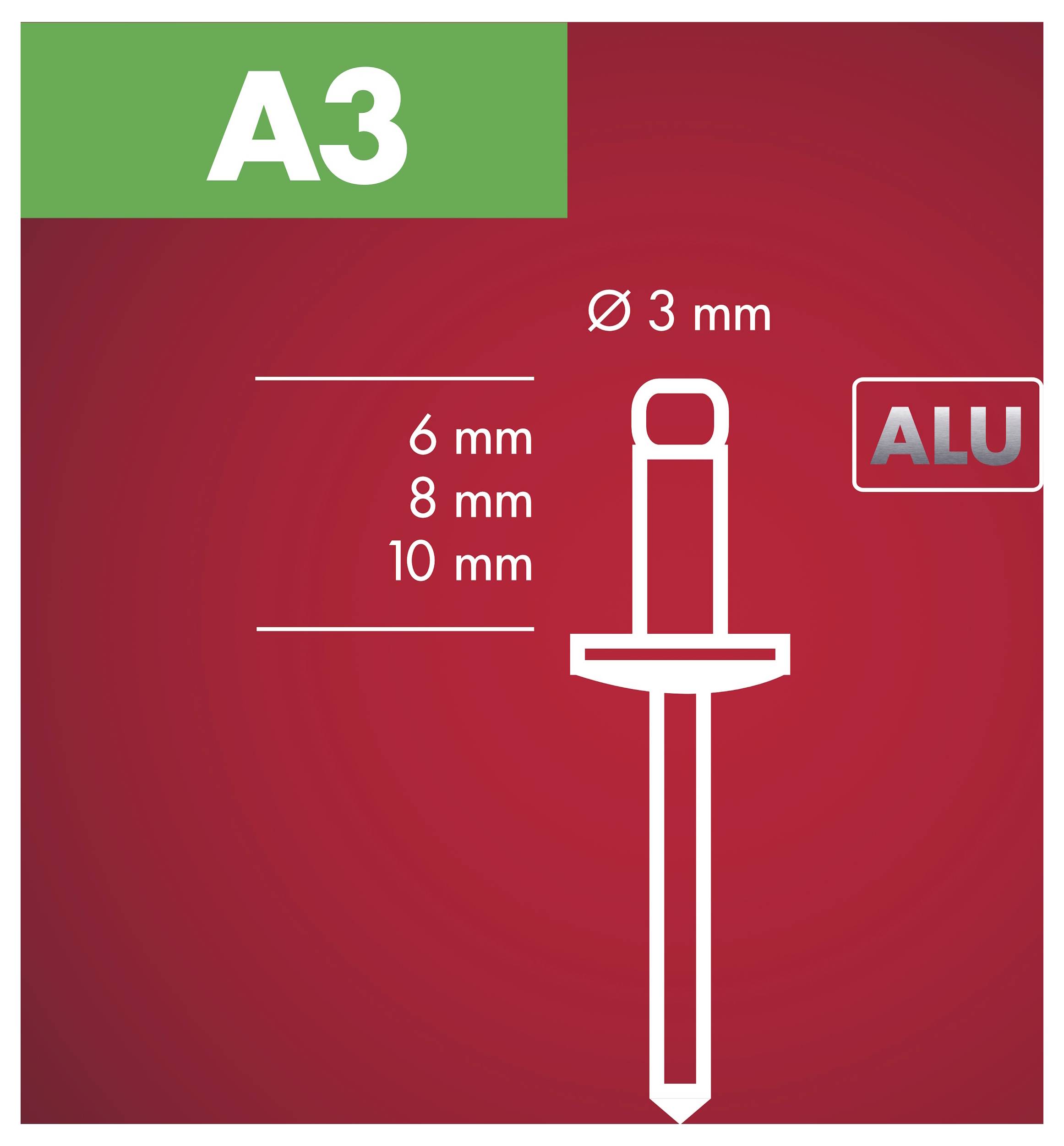 Arrow Tool Group 723080 slepý nit (Ø x d) 3 mm x 8 mm hliník RA 3 X 8 ALU 100ST 100 ks-2
