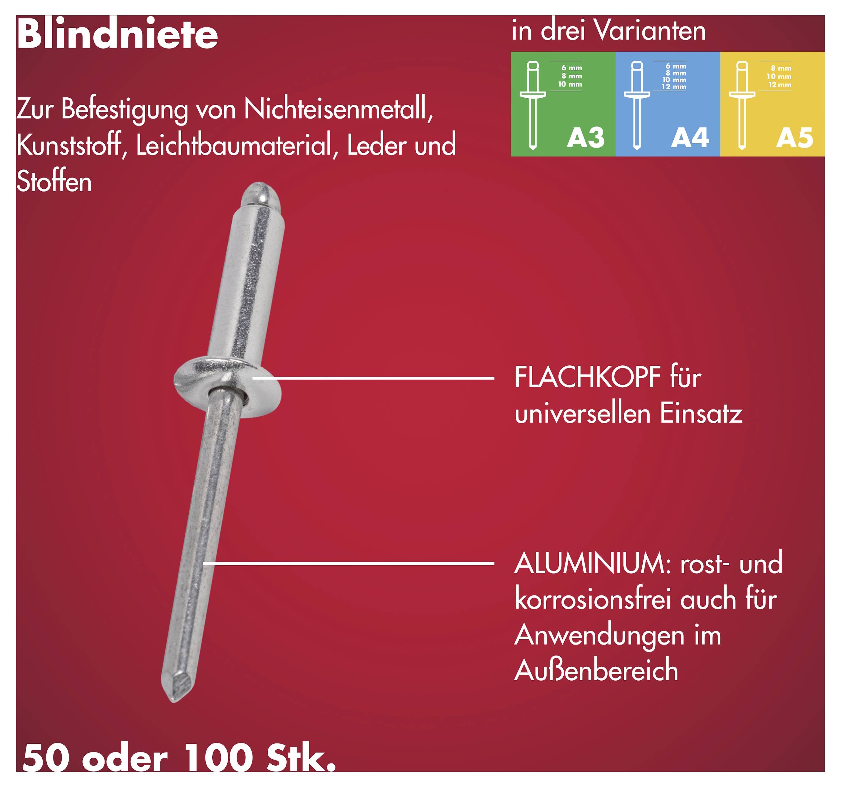 Arrow Tool Group 724117 slepý nit (Ø x d) 4 mm x 8 mm hliník hliník RA 4 X 8 ALU 100ST 100 ks-3