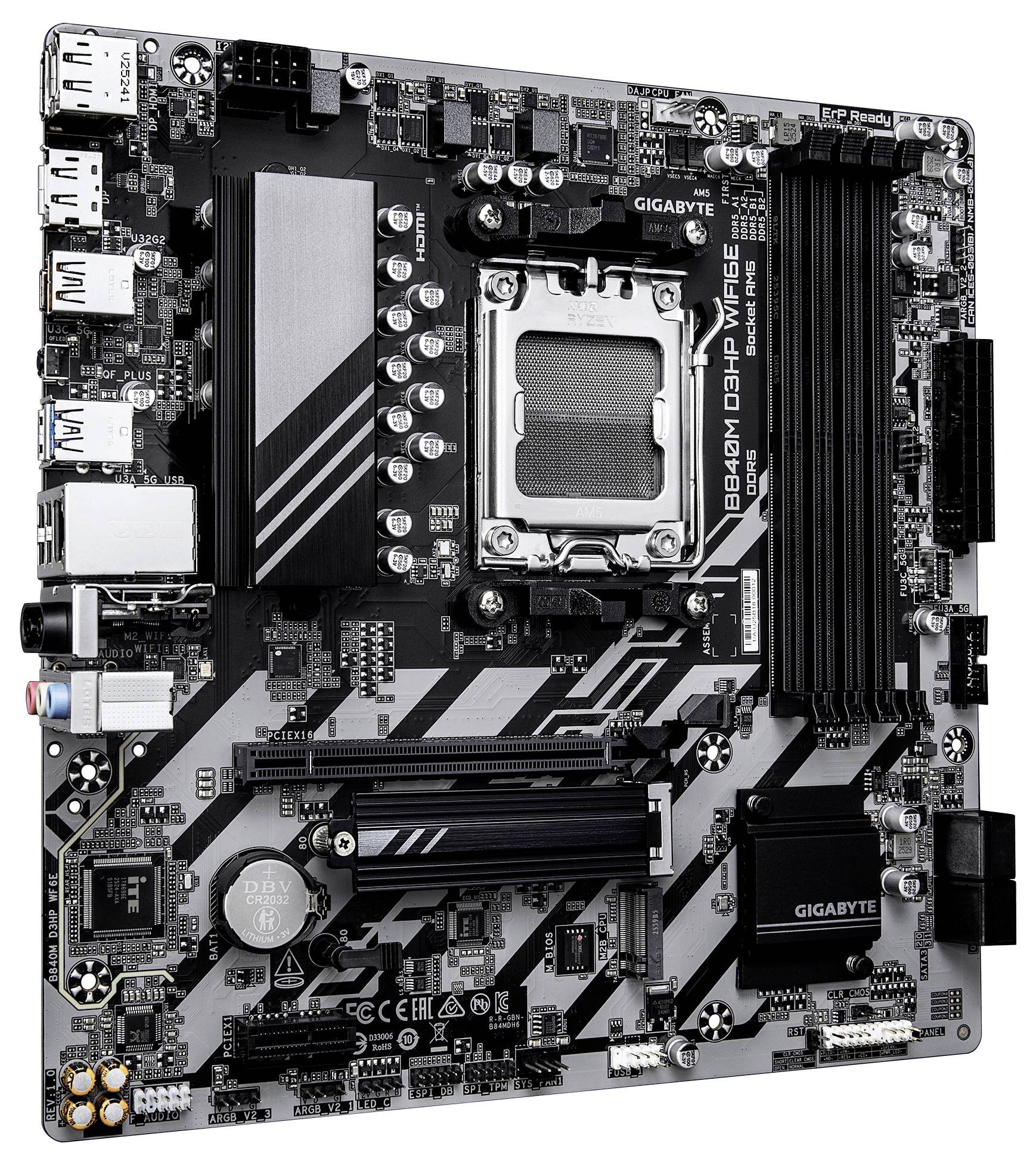 Gigabyte B840M D3HP WIFI6E Základná doska Socket AMD AM5 Tvarový faktor Micro-ATX Čipová sada základnej dosky AMD® B840-2