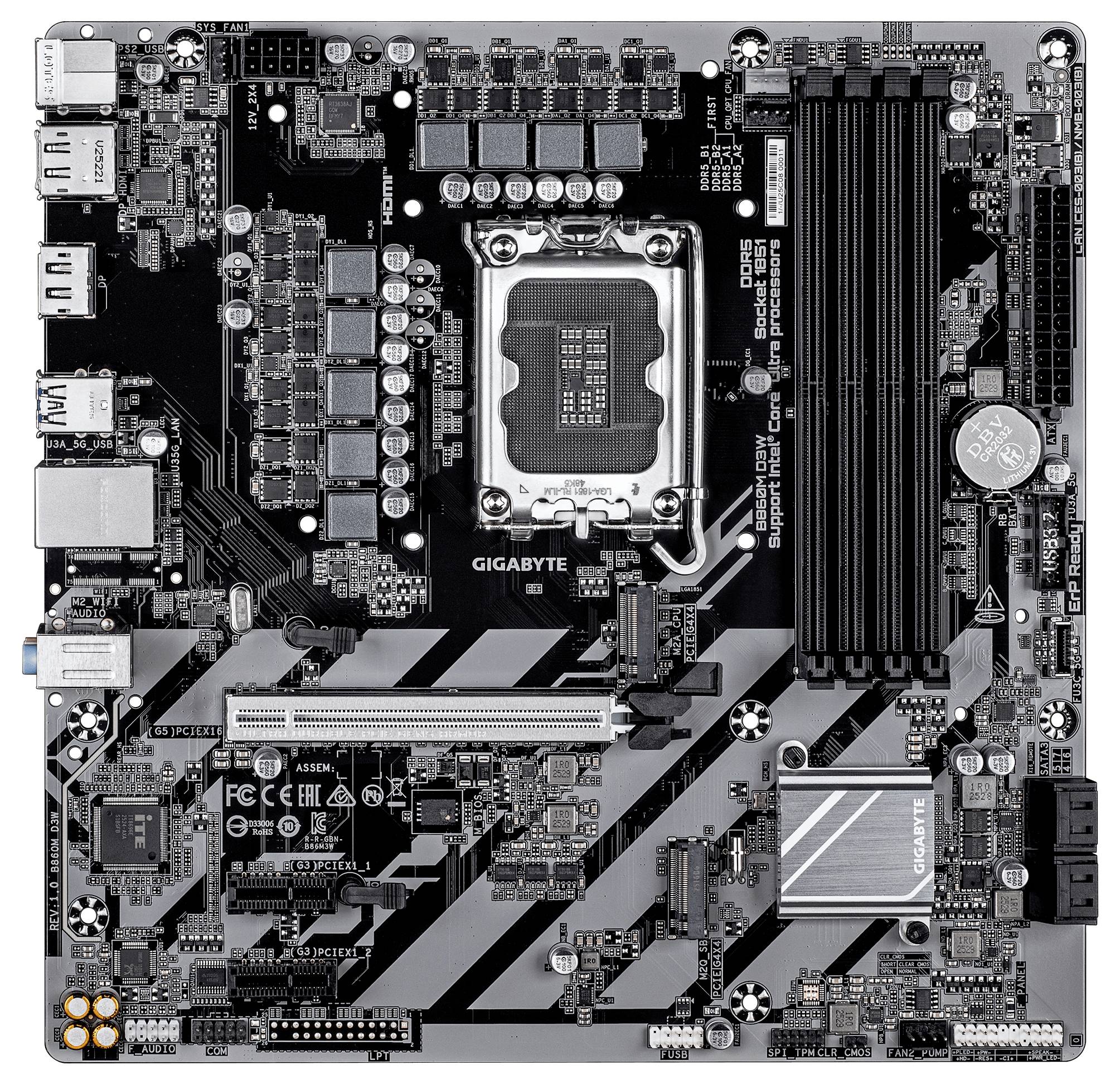 Gigabyte B860M D3W Základná doska Socket Intel® 1851 Tvarový faktor ATX-1