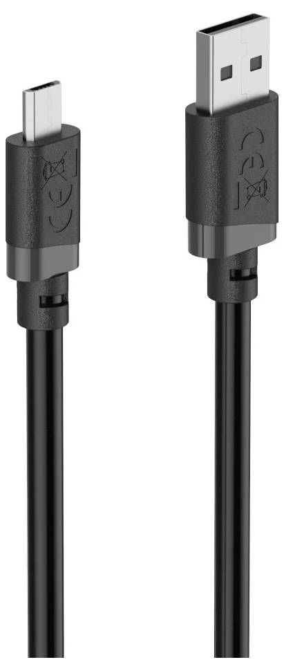 Čierny kábel USB-A na USB-C na nabíjanie s konektormi zobrazenými v detailnom zábere na bielom pozadí.