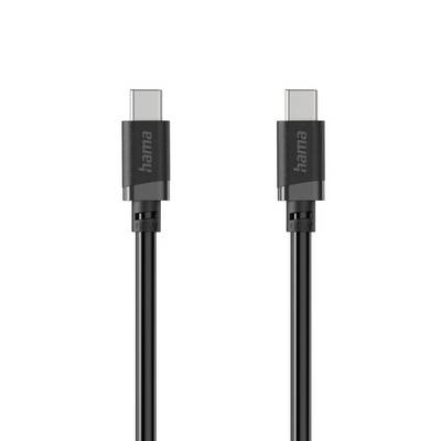 Dva čierne USB-C káble s konektormi značky Hama zobrazené vedľa seba na bielom pozadí.