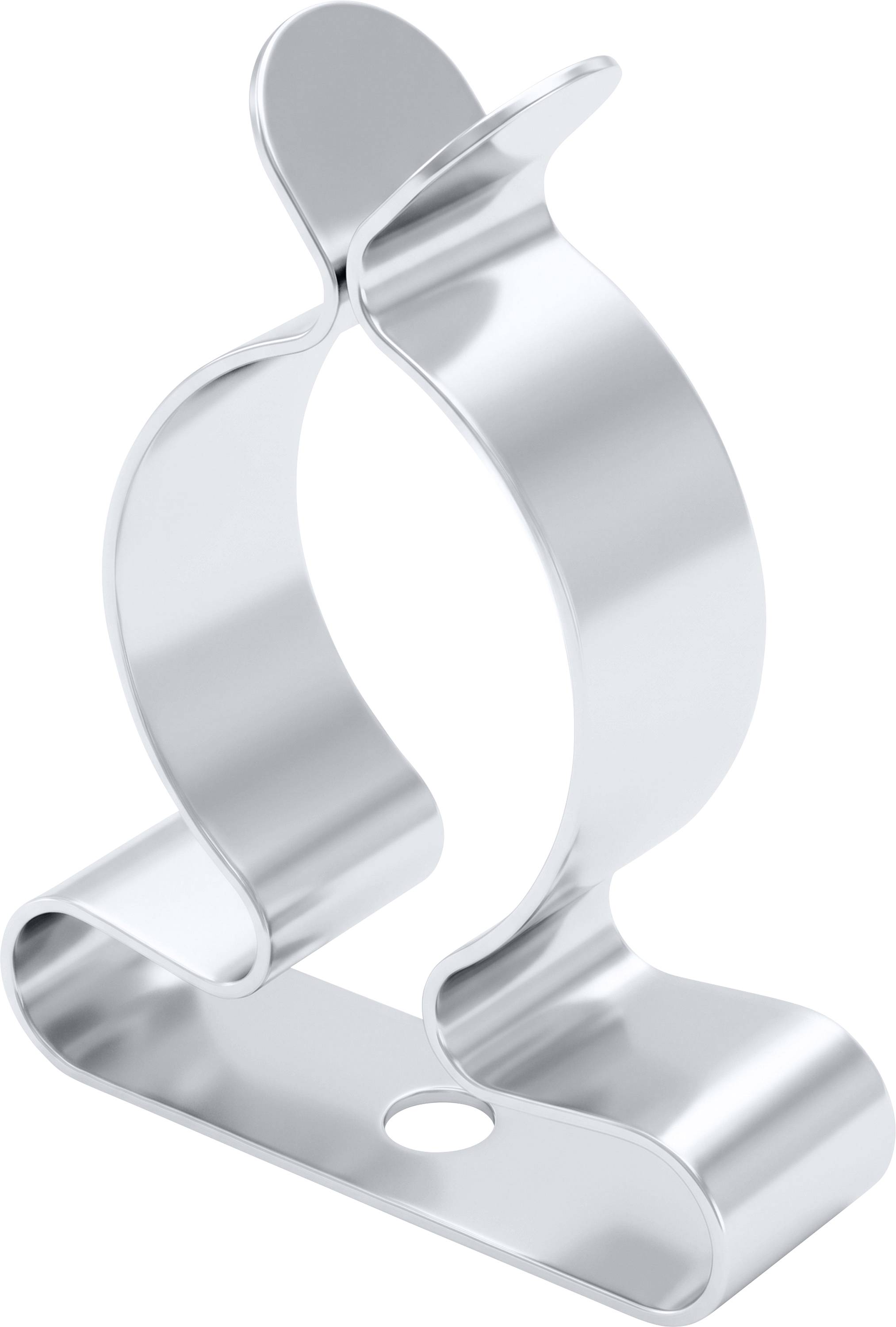 TRU COMPONENTS Upevňovacia spona na kábel EMC Pre montážny otvor s priemerom 3.2 mm Priemer svorky (max.) 22 mm Hrúbka montážnej dosky (max.) 0.5 mm Pružinová oceľ, pozinkovaná strieborná 1 ks