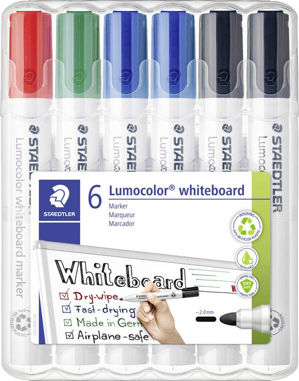 Staedtler 351 WP6 X Whiteboardmarker Lumocolor 6St Box sada popisovačov na biele tabule červená, modrá, zelená, čierna  N/A