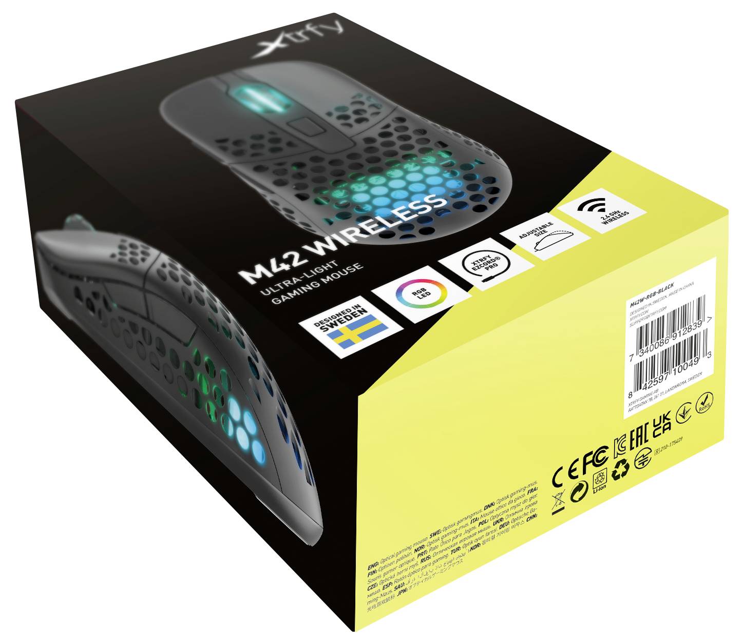 Cherry XTRFY M42 Wireless RGB optická myš, prenos bezdrôtový, 19000 dpi, biela-23