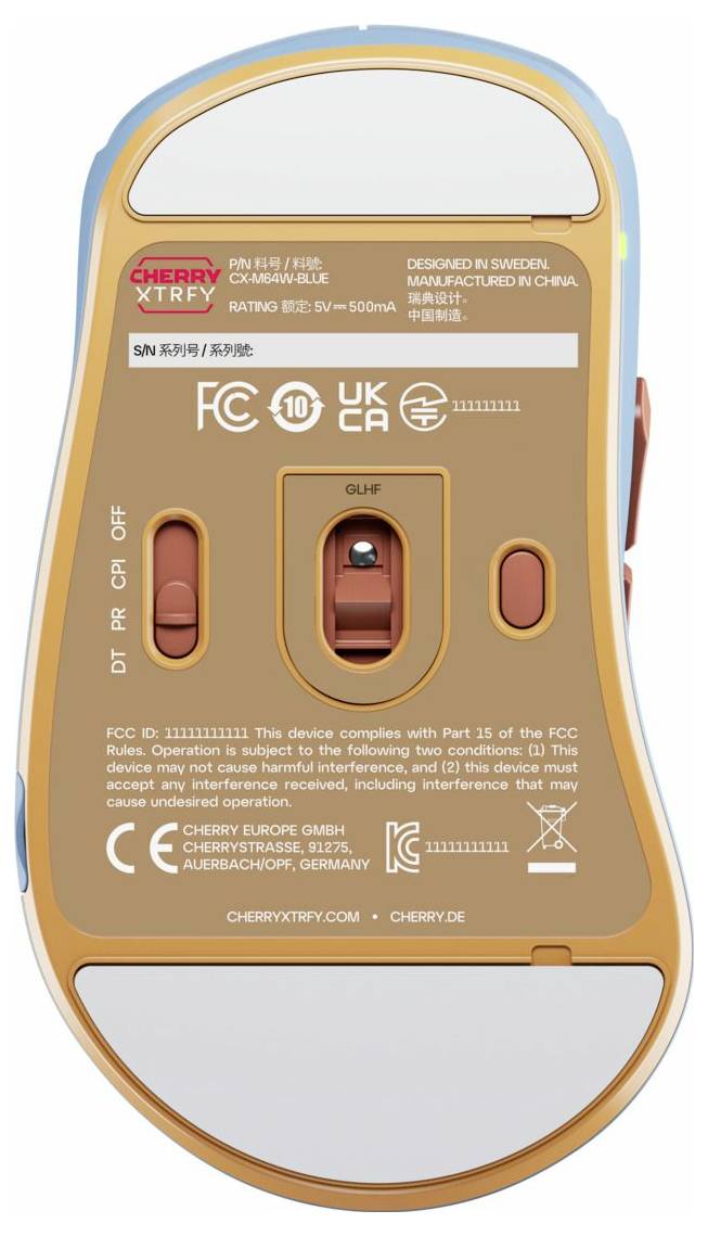Cherry XTRFY M64 Wireless, Blue optická myš, prenos bezdrôtový, 5 tlačidlo-6