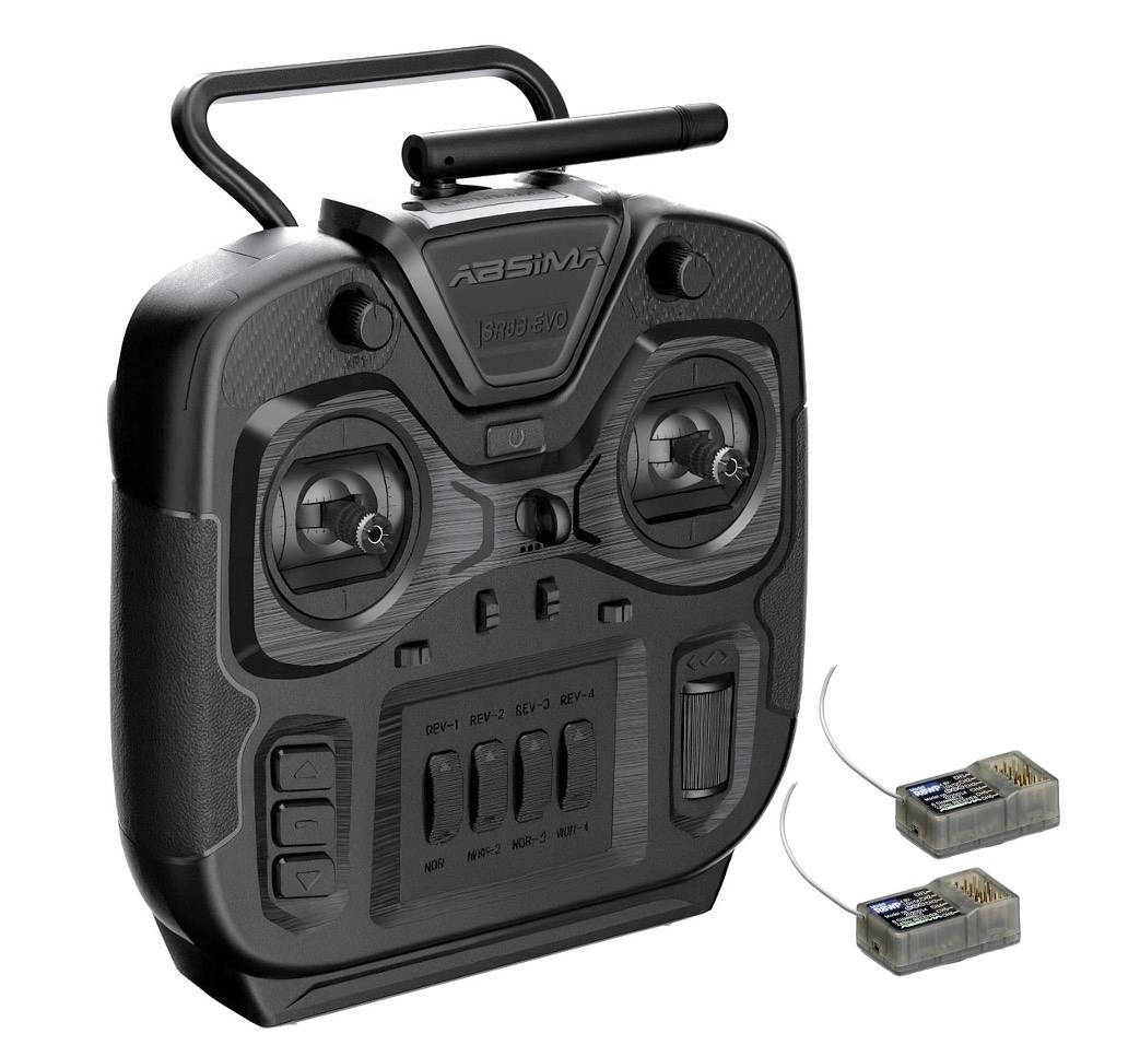 Absima 6-channel Stick sset SR6S-EVO 2.4GHz 2x 6-CH RX Zwart RC handzender 2,4 GHz Aantal kanalen: 6