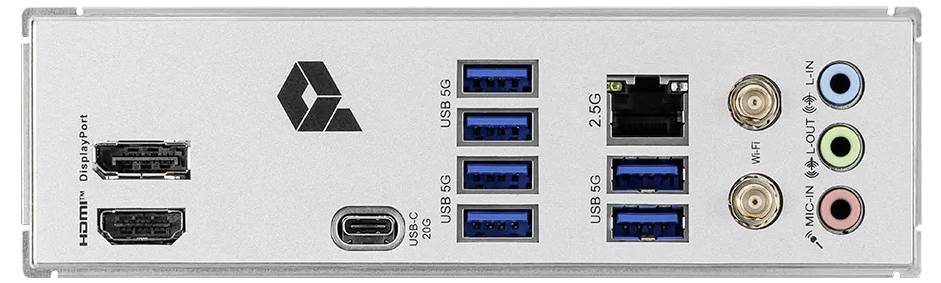 Predný panel mini PC zobrazujúci niekoľko portov: dva HDMI, USB-C, šesť USB-A, 2,5G Ethernet a audio zásuvky.