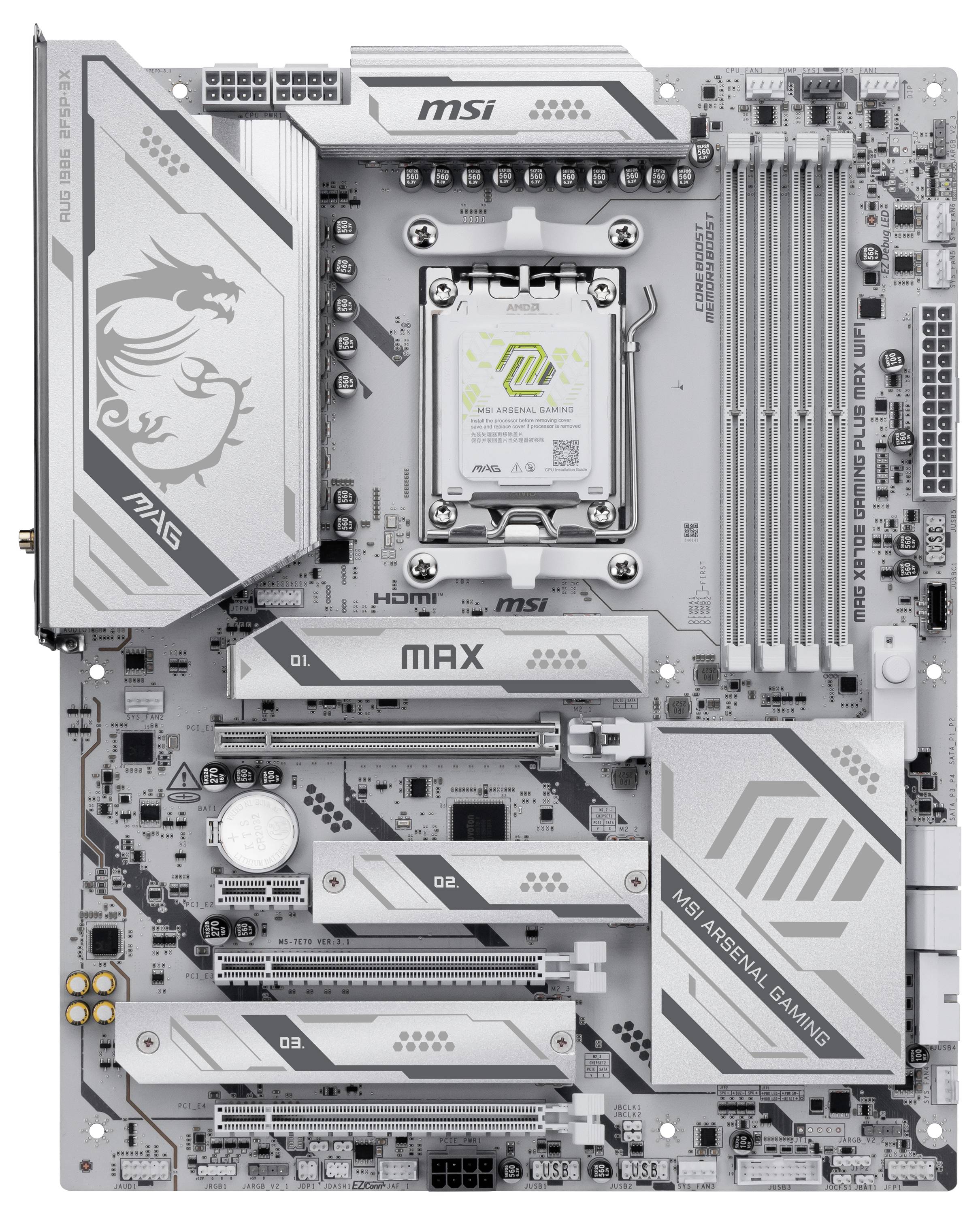 MSI MAG X870E GAMING PLUS MAX WIFI Základná doska Socket AMD AM5 Tvarový faktor ATX Čipová sada základnej dosky AMD® X87-1