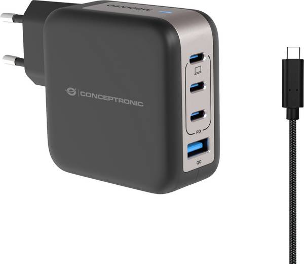 Conceptronic ALTHEA18B 100W 4-Port GaN USB PD Charger USB nabíjačka  USB A, 3x USB-C®, 120550903101