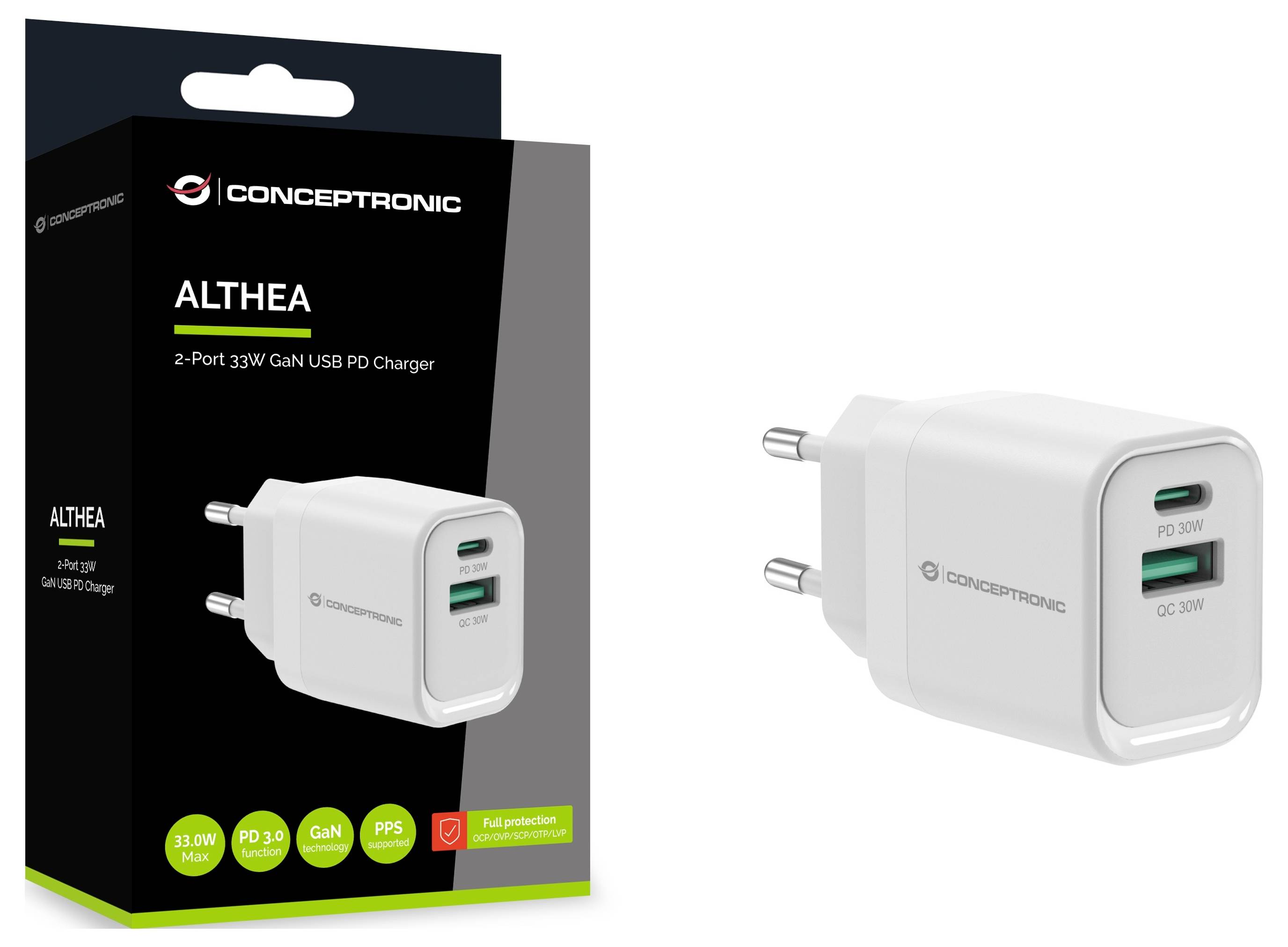 Conceptronic ALTHEA19W33 2-Port 33W GaN USB PD Charg USB nabíjačka USB A, USB-C®, 120551103101-2