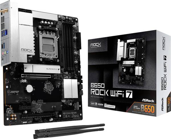 ASRock B650 Rock WiFi7 Základná doska Socket AMD AM5 Tvarový faktor ATX Čipová sada základnej dosky AMD® B650