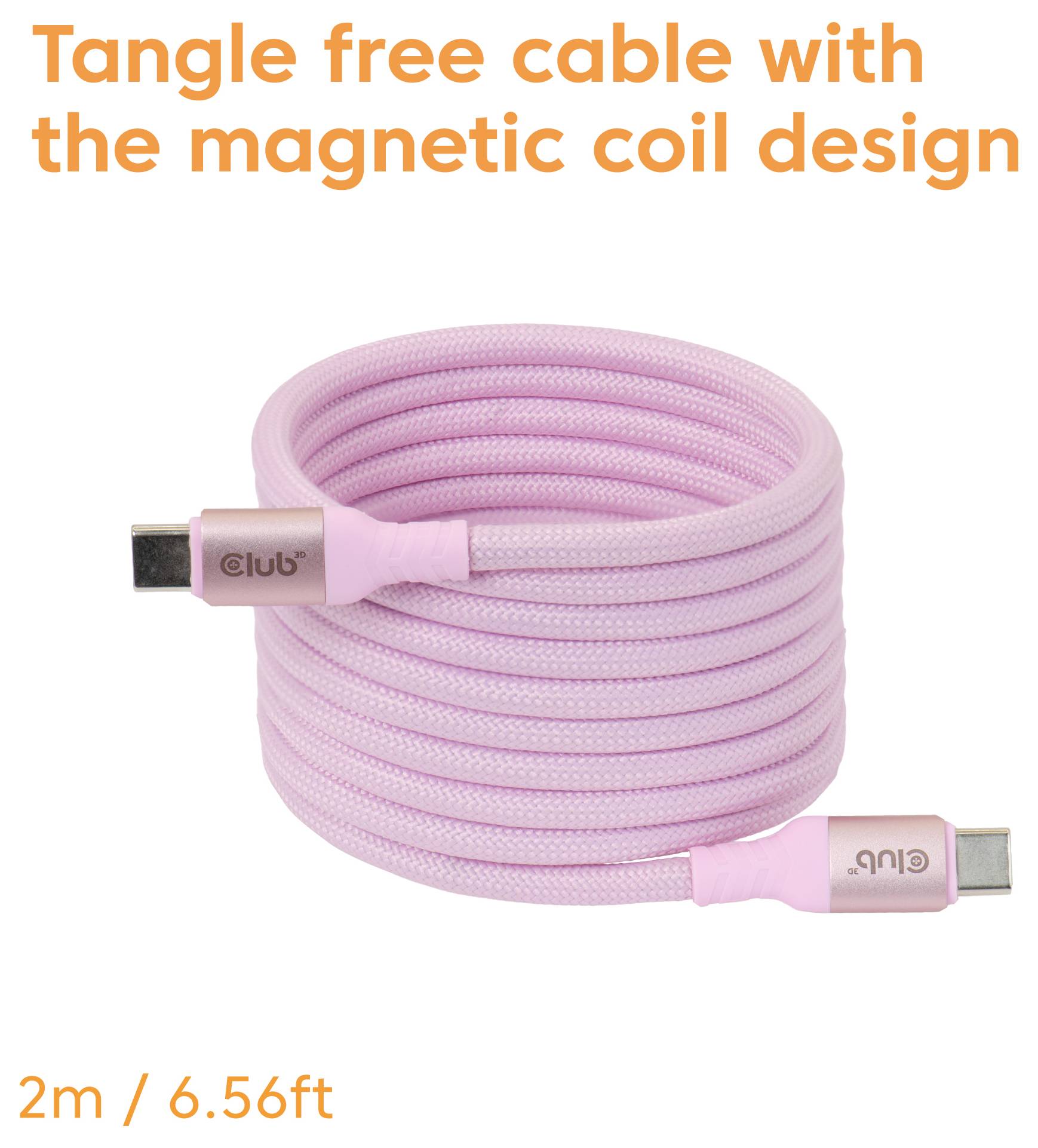 club3D Kábel USB-C USB 2.0 USB-C ® zástrčka 2 m ružová CAC-3031-2