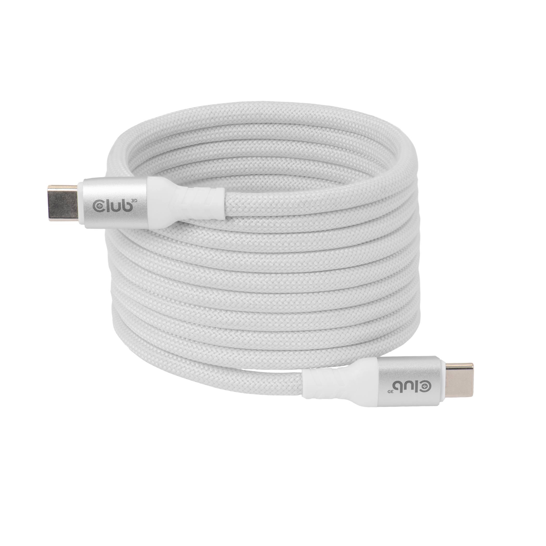 club3D Kábel USB-C USB-C ® zástrčka 2 m biela CAC-3032-0