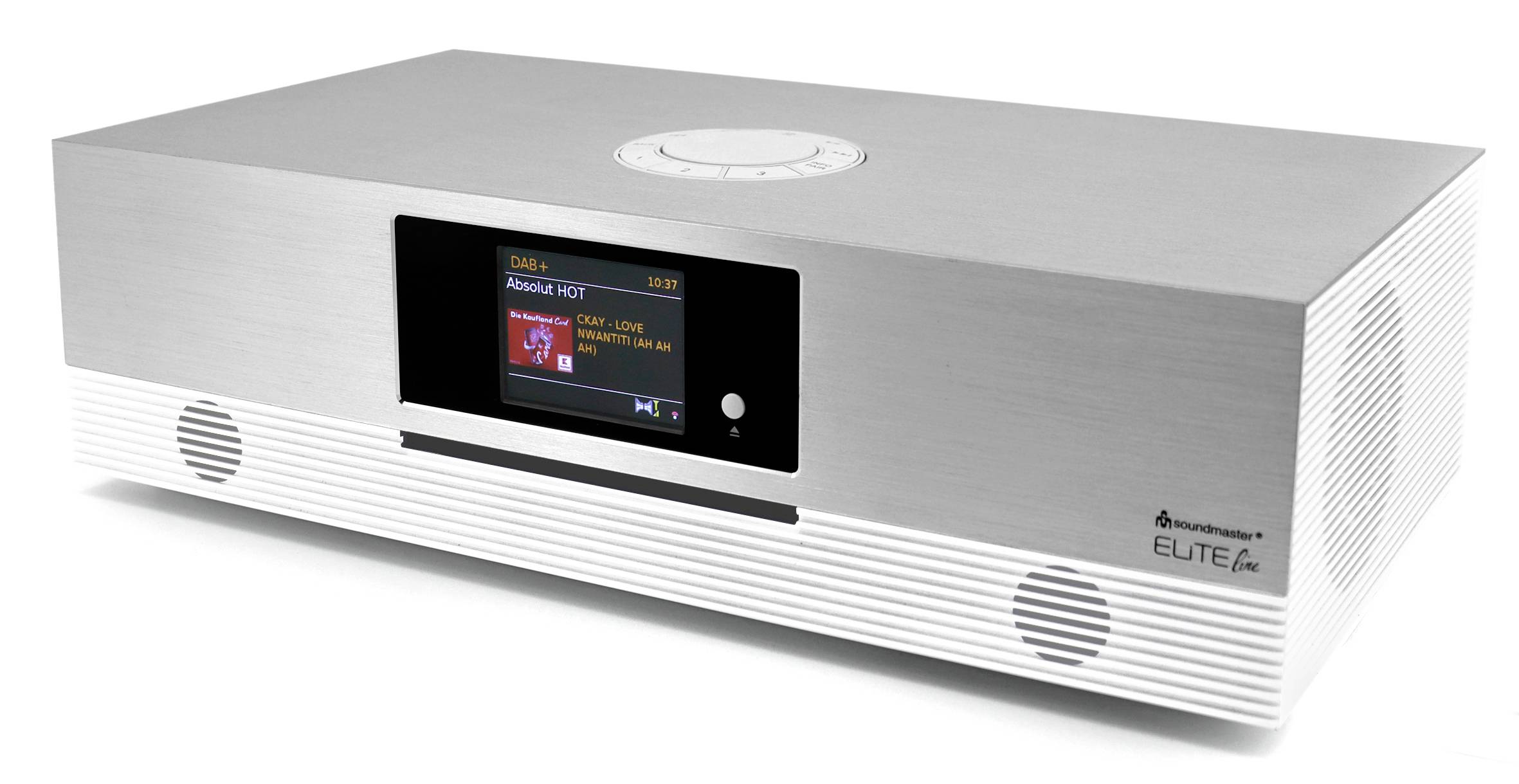 Soundmaster EliteLine Stereoset AUX, DAB+, WiFi, FM, MP3, Internetradio, CD, Bluetooth Incl. afstandsbediening, Spotify, Wekfunctie 2 x 15 W Wit