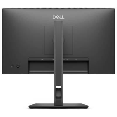 Zadný pohľad na počítačový monitor Dell na stojane, ktorý zobrazuje zadný panel a centrálny podporný stĺp.