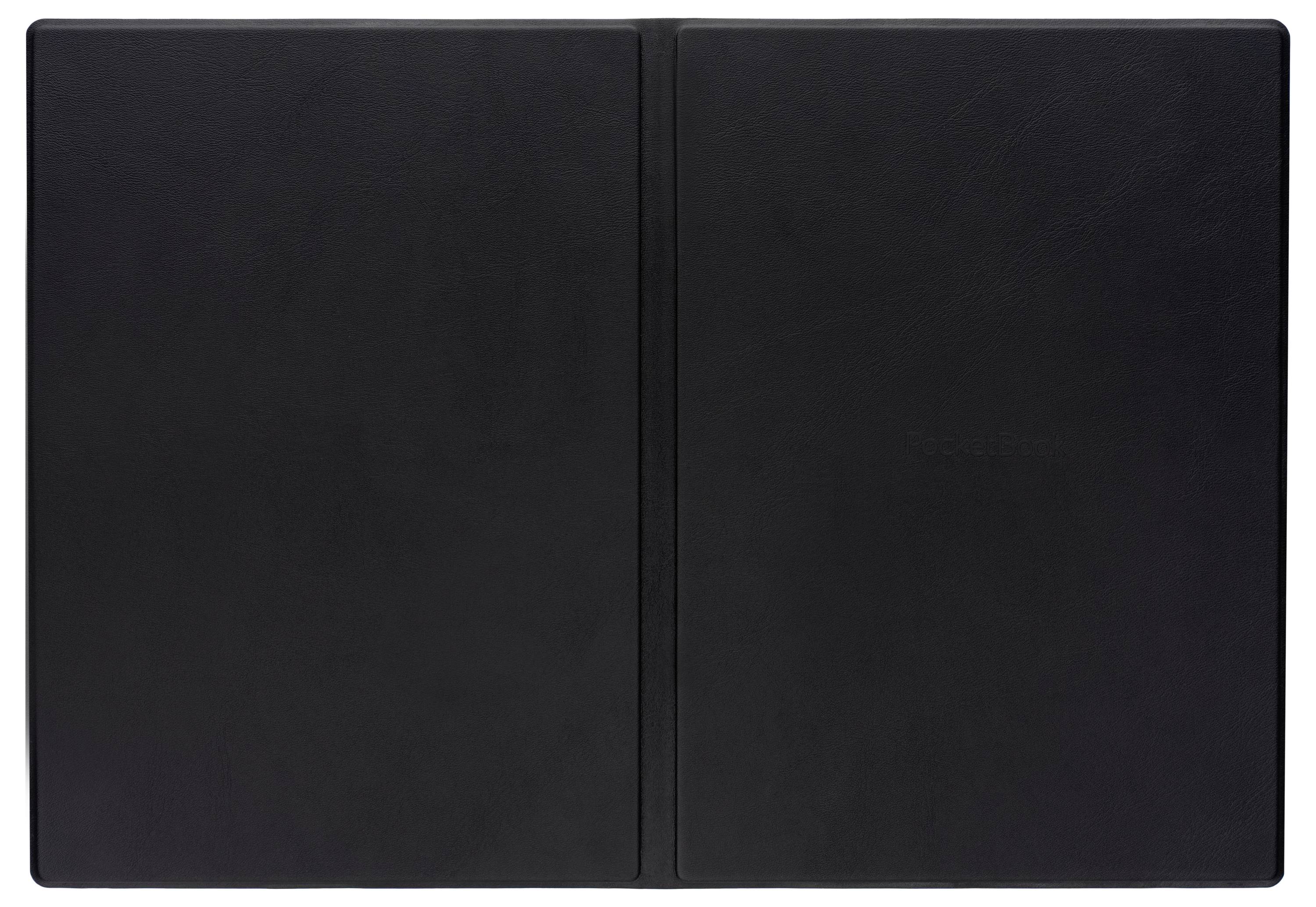Ruka držiaca čierny koženkový obal na tablet, so zblízka zobrazeným textúrovaným materiálom; text znie „Robustný a príjemný materiál".