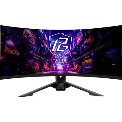 Zakrivený herný monitor zobrazujúci neonovu mestskú scénu s logom "Phantom Gaming" centrovaným na obrazovke.