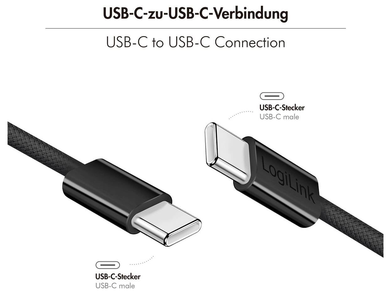 LogiLink Kábel USB-C USB 2.0 USB-C ® zástrčka 1.0 m čierna s magnetickým vinutím CU0231-3