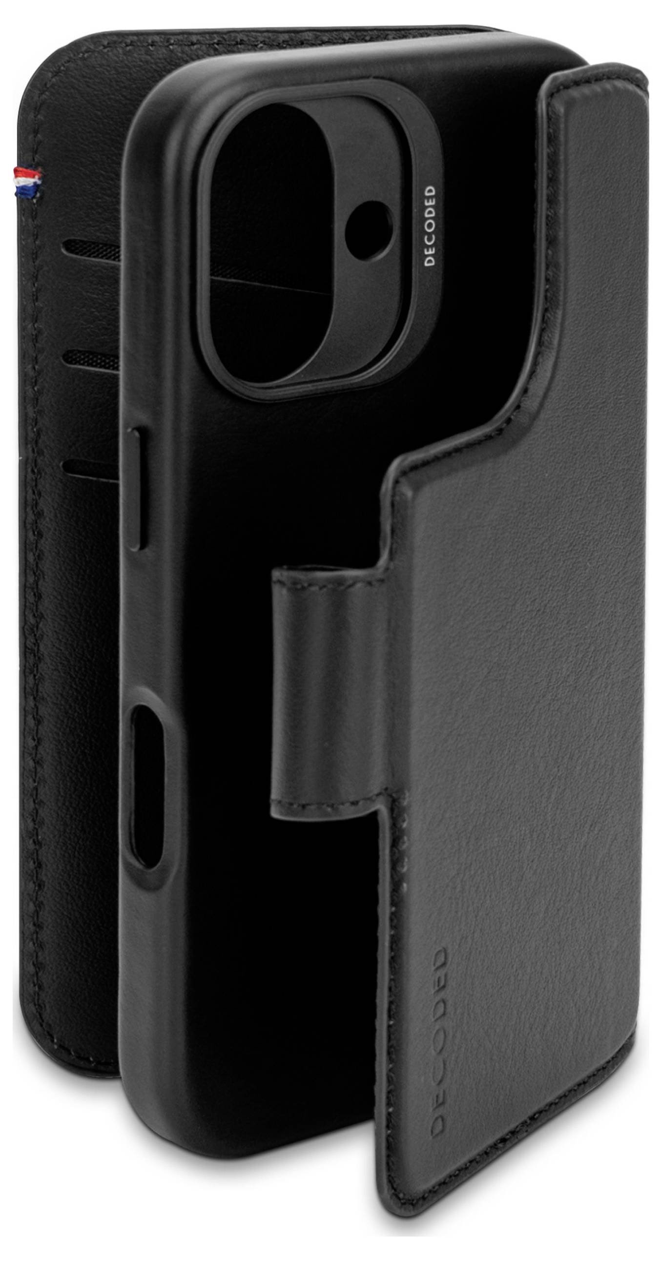 Decoded Decoded Leather Detachable Wallet iPhone zadný kryt na mobil iPhone 16 čierna-1
