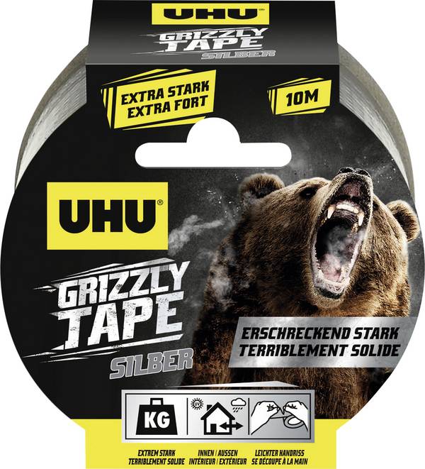 UHU Grizzly Tape® 51675 páska so skleným vláknom  strieborná (d x š) 10 m x 49 mm 1 ks