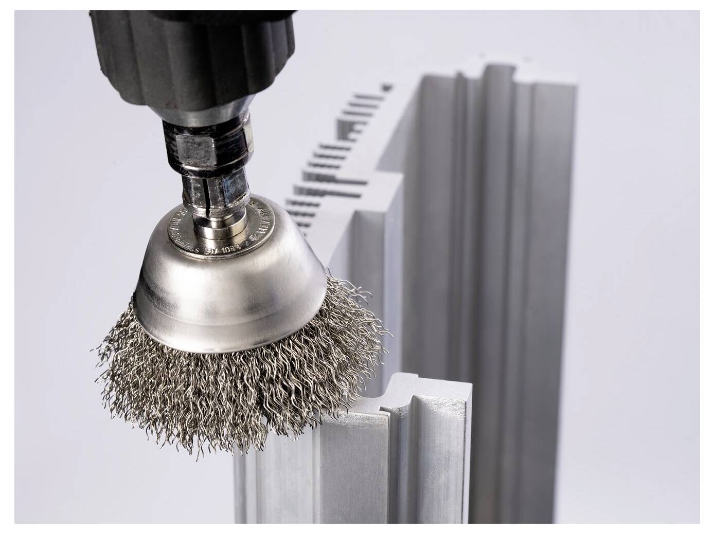 PFERD TOOLS PFERD TOOLS INOX-TOTAL Kefa na hrnce, nepletená, RBUIT Ø50 mm, driek Ø6 mm, drôt z nehrdzavejúcej ocele Ø0,3-3