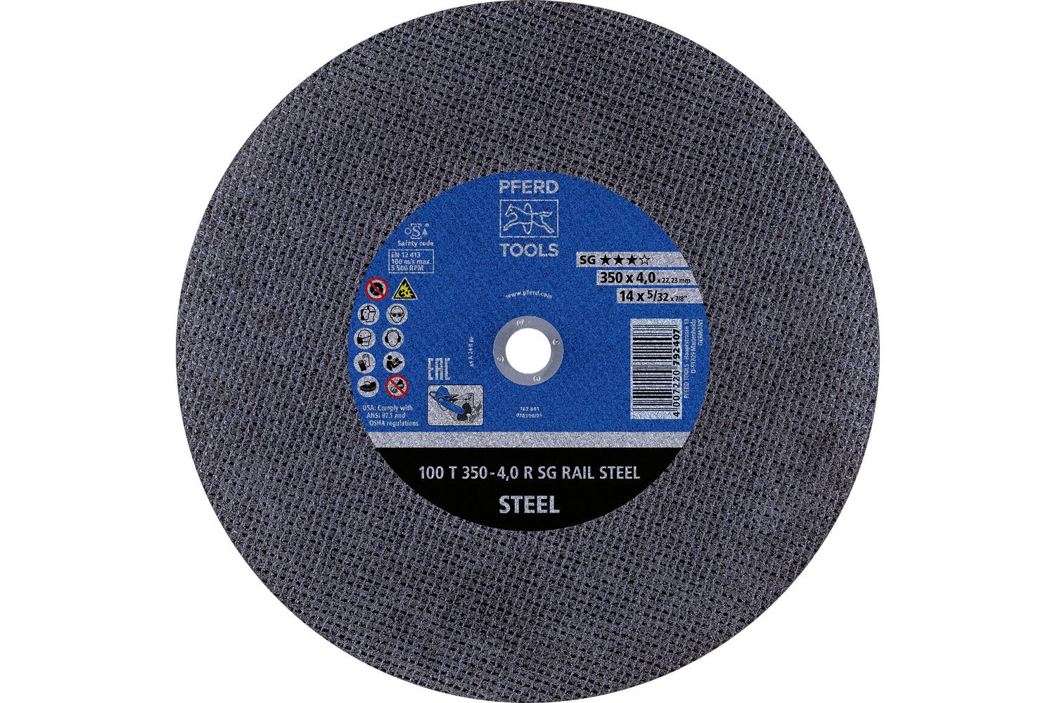 PFERD TOOLS 100 T 350-4,0 R SG RAIL STEEL/22,23 66323664 Doorslijpschijf 350 mm 10 stuk(s)