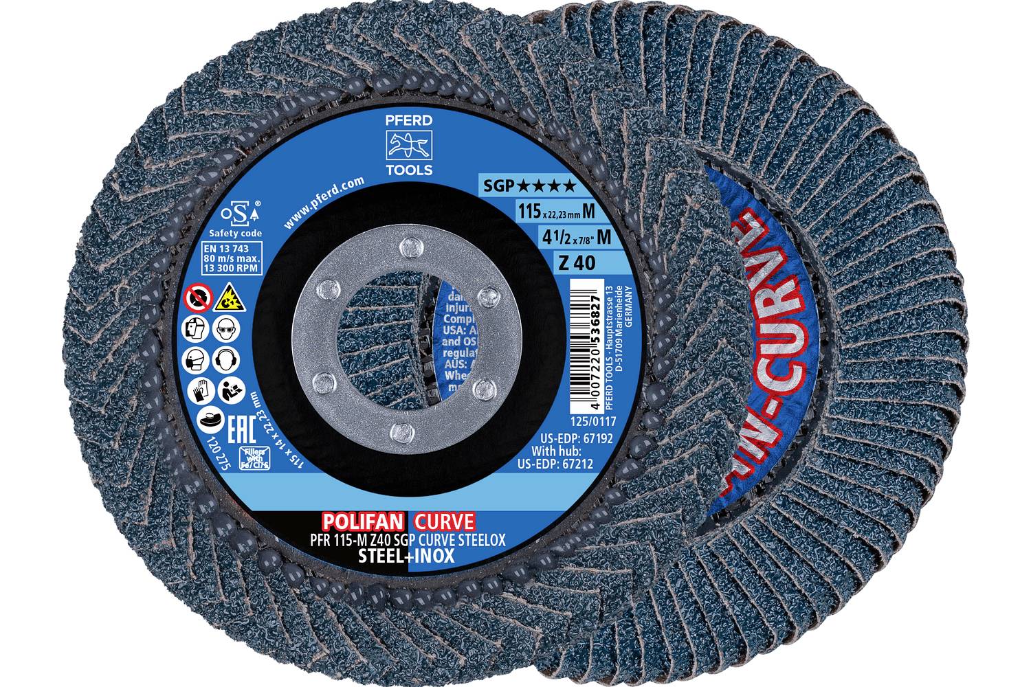 PFERD TOOLS 67698032 Lamellenschuurschijvenset Diameter 115 mm Korrelgrootte (num)=40 2 stuk(s)