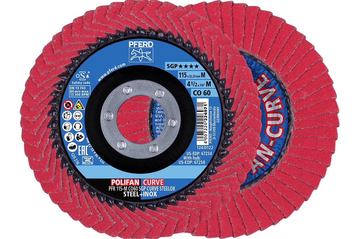 PFERD TOOLS 67698036 Lamellenschuurschijvenset Diameter 115 mm Korrelgrootte (num)=60 2 stuk(s)