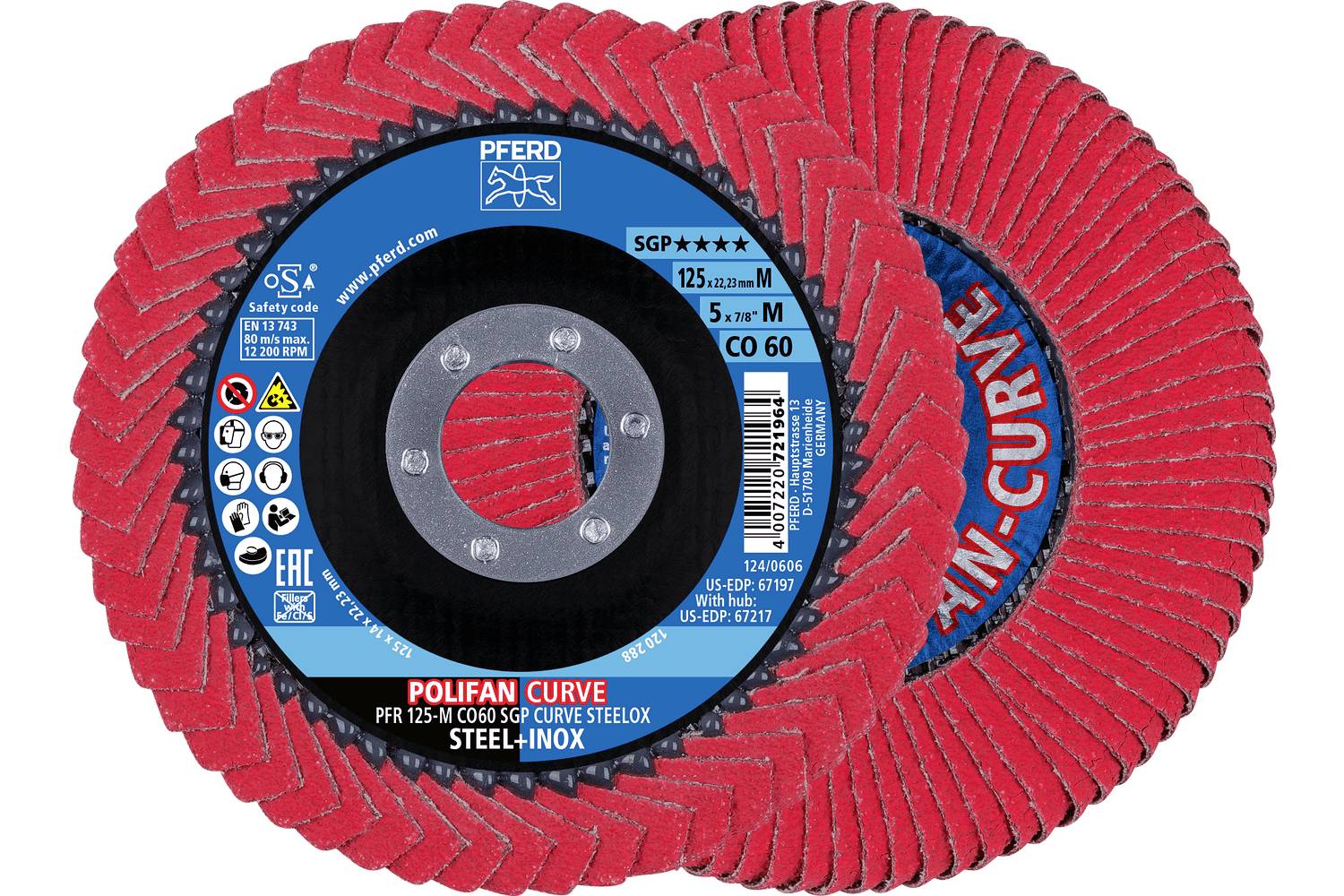 PFERD TOOLS 67698056 Lamellenschuurschijvenset Diameter 125 mm Korrelgrootte (num)=60 2 stuk(s)